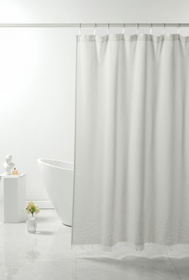 Cortina de ducha gris claro Jacquard 95% algodón 5% poliéster reciclado