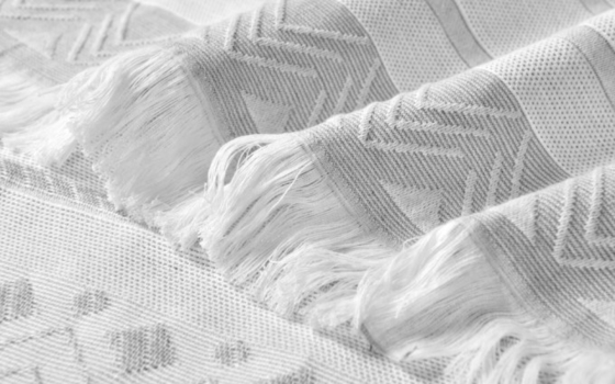 Cortina de ducha de algodón poliéster Jacquard Cortina de ducha de rayas grises