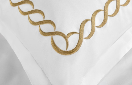 Conjunto de edredones de algodón con cubierta de edredón bordada blanca sostenible