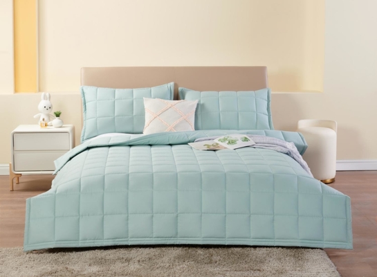 Conjunto de colcha de algodón transpirable OEKO-TEX Conjunto de cubierta de colcha verde claro OEM