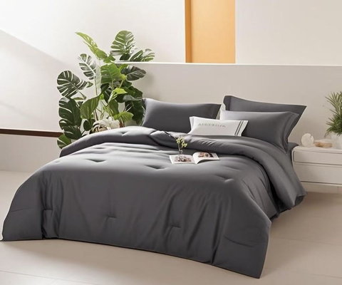 Juego de edredón OEM Tencel Lyocell Gris Oscuro, cómodo, para cama individual