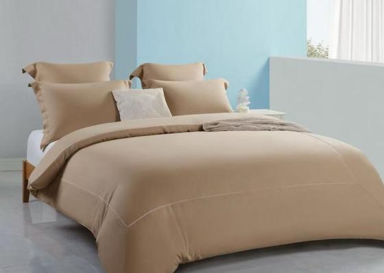 Cubierta de edredón de lino de tencel Reina cómoda Cubierta de edredón marrón claro