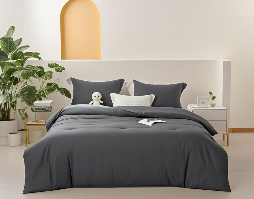 Juego de edredón OEM Tencel Lyocell Gris Oscuro, cómodo, para cama individual
